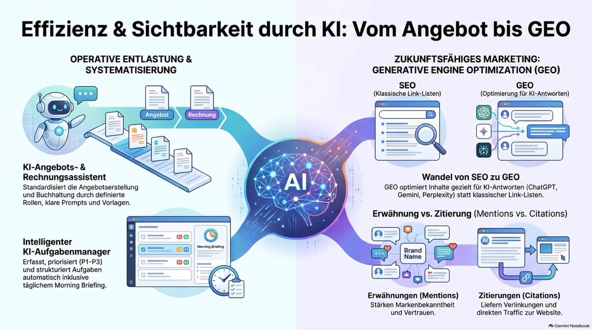 KI-basierte Angebots- und Aufgabenverwaltung sowie Einführung in Generative Engine Optimization (GEO)