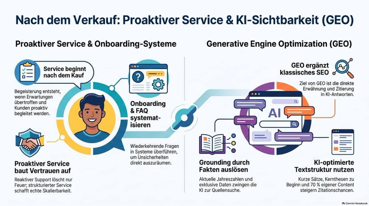 Service und Beziehungspflege nach dem Verkauf sowie Einsatz von KI im Onboarding und Geo-Strategien