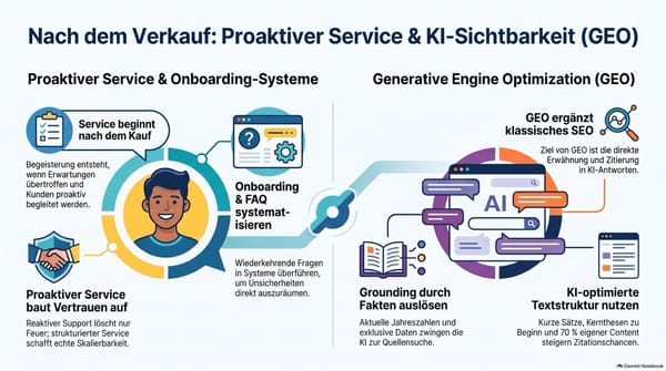 Service und Beziehungspflege nach dem Verkauf sowie Einsatz von KI im Onboarding und Geo-Strategien