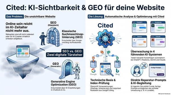 Einführung und Funktionsweise des KI-Tools 'Cited' zur Webseitenanalyse und Zitierbarkeit